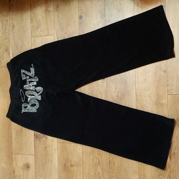Dolls Kill Pants - Dolls Kill x Bratz velour cropped drawstring logo pants L